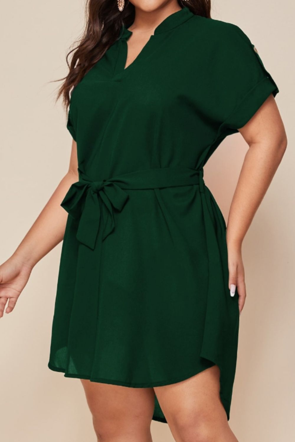 Plus Size Tie Waist Mini Dress