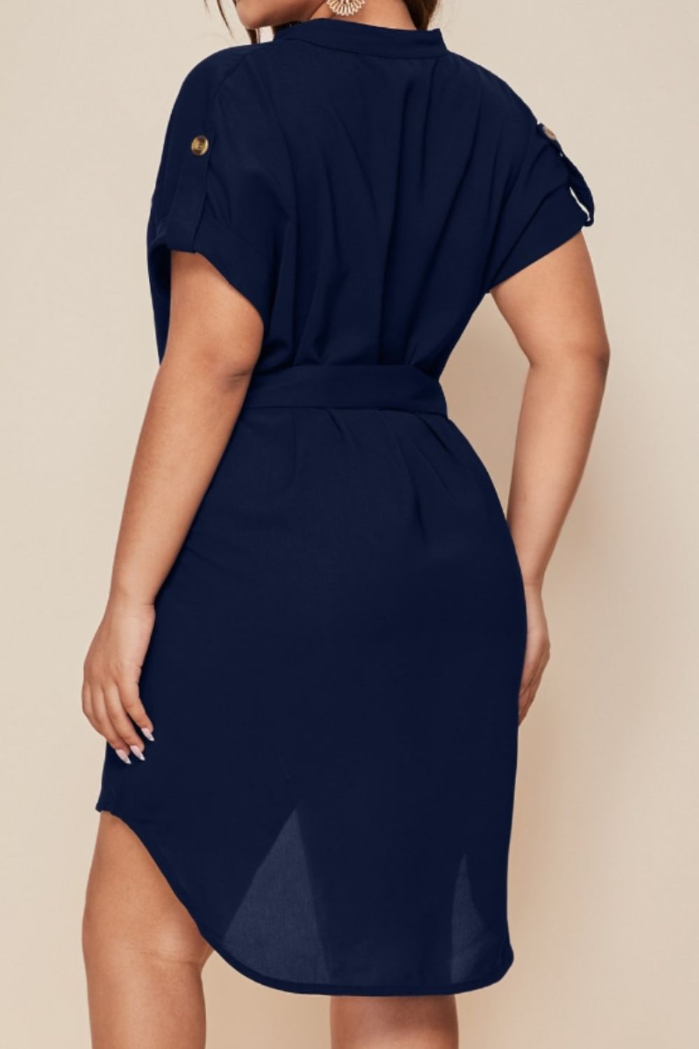 Plus Size Tie Waist Mini Dress