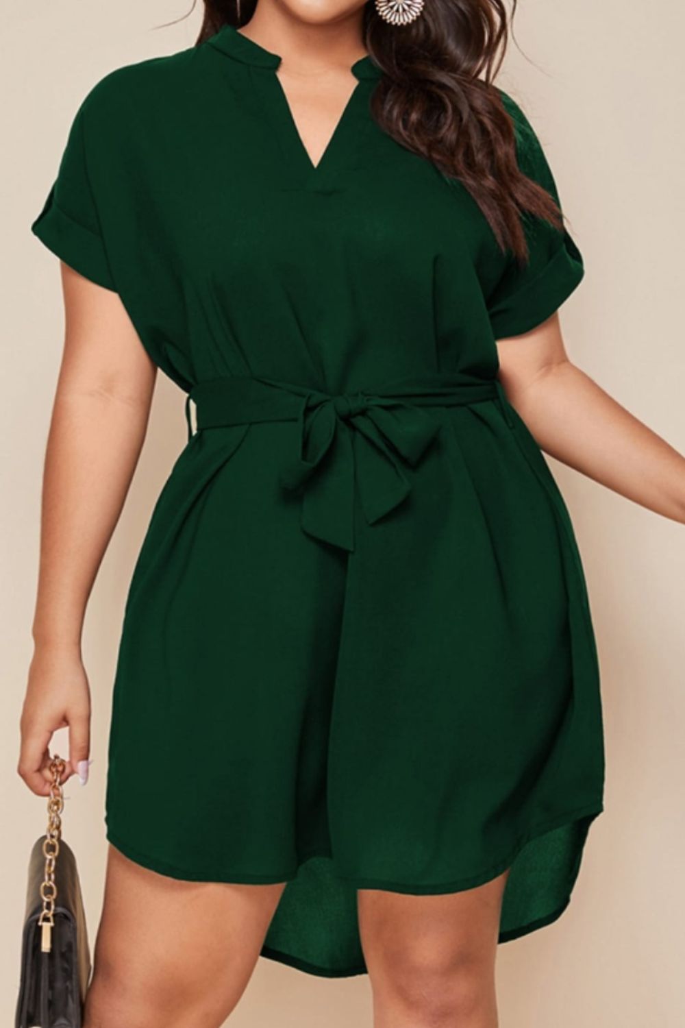 Plus Size Tie Waist Mini Dress