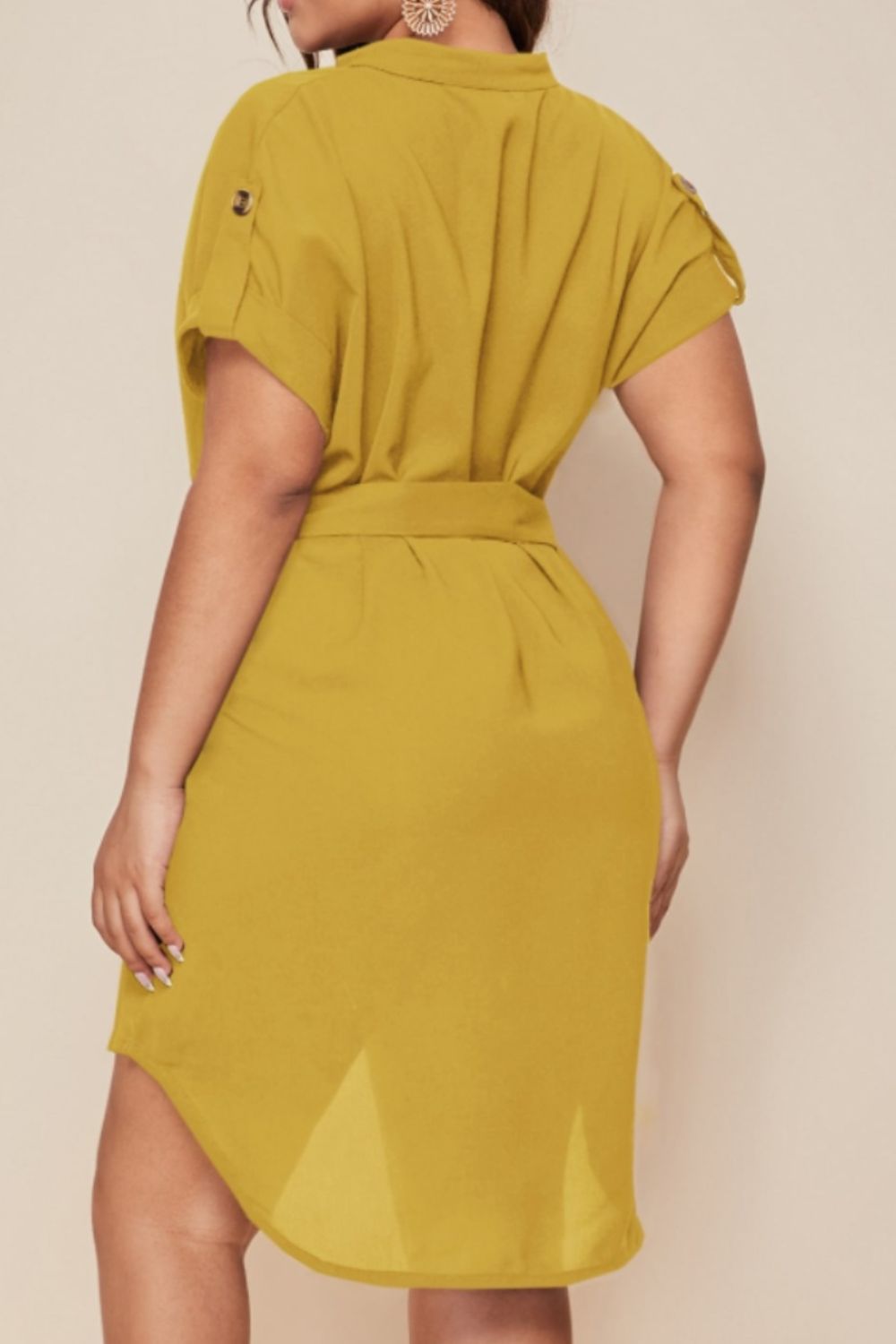 Plus Size Tie Waist Mini Dress