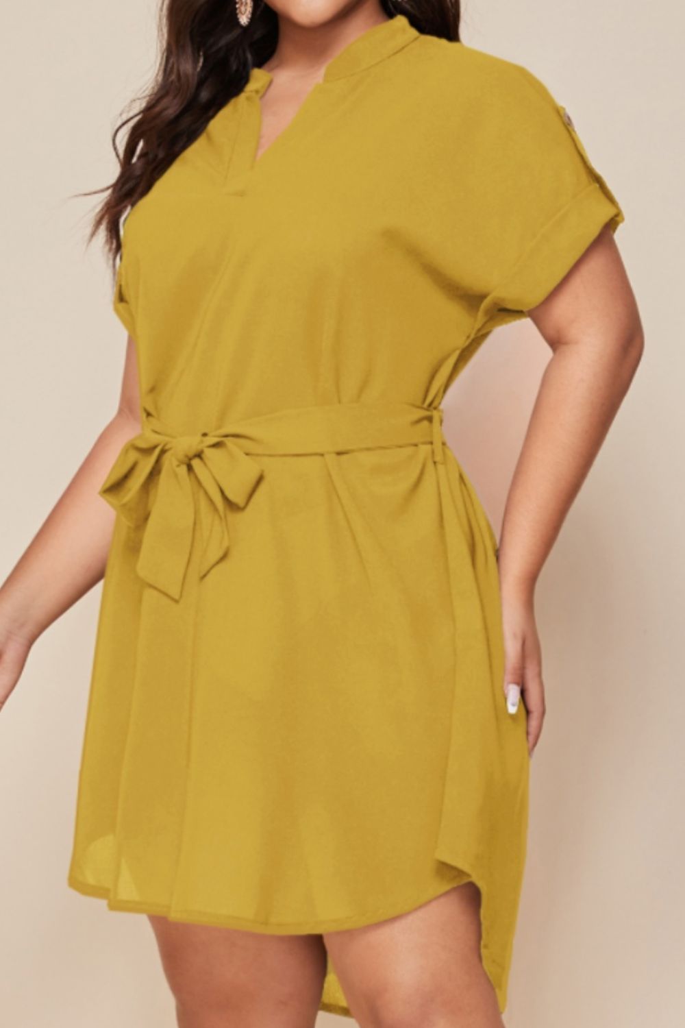 Plus Size Tie Waist Mini Dress