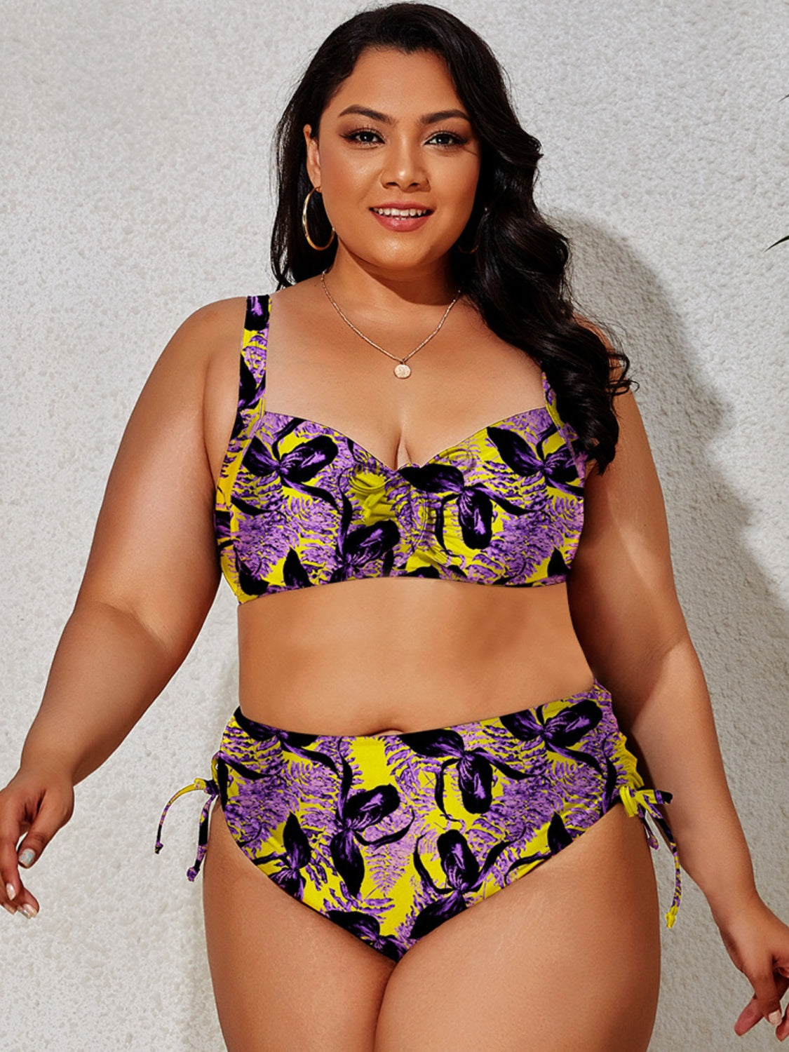 Plus Size Printed Wide Strap Two-Piece Swim Set