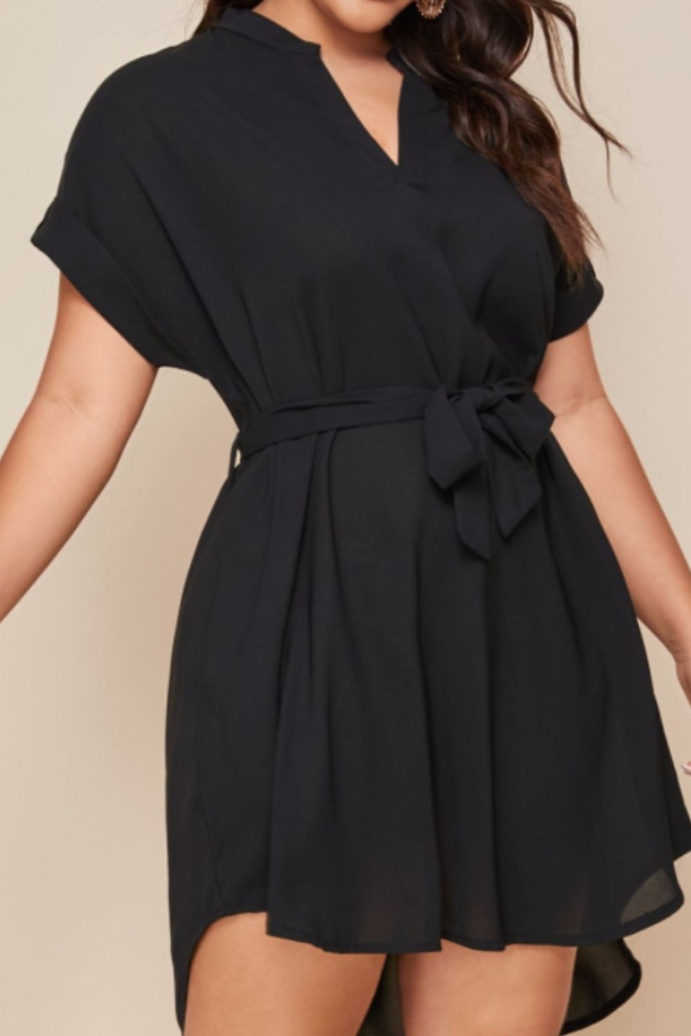 Plus Size Tie Waist Mini Dress