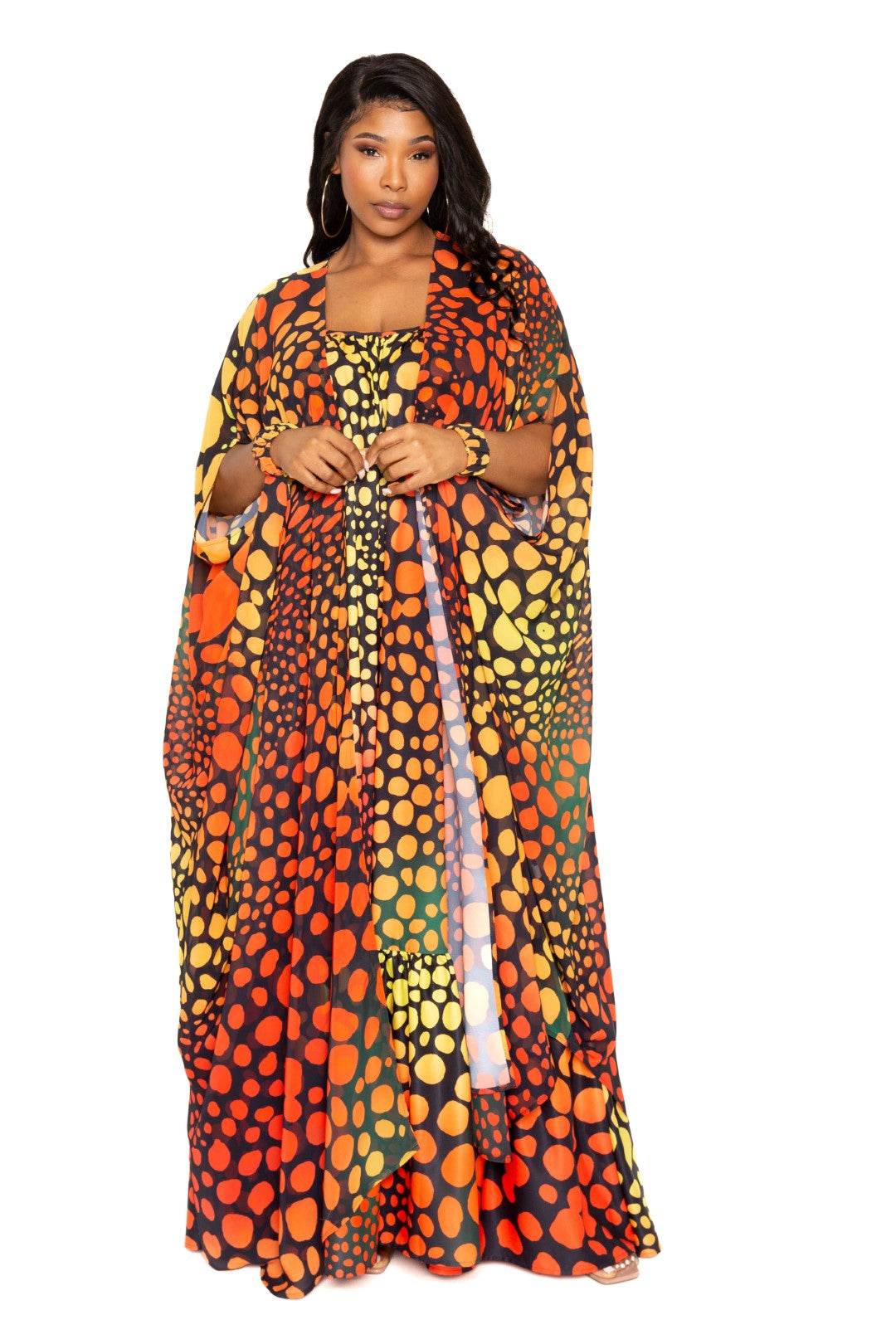 Dot Robe Duster/Orange