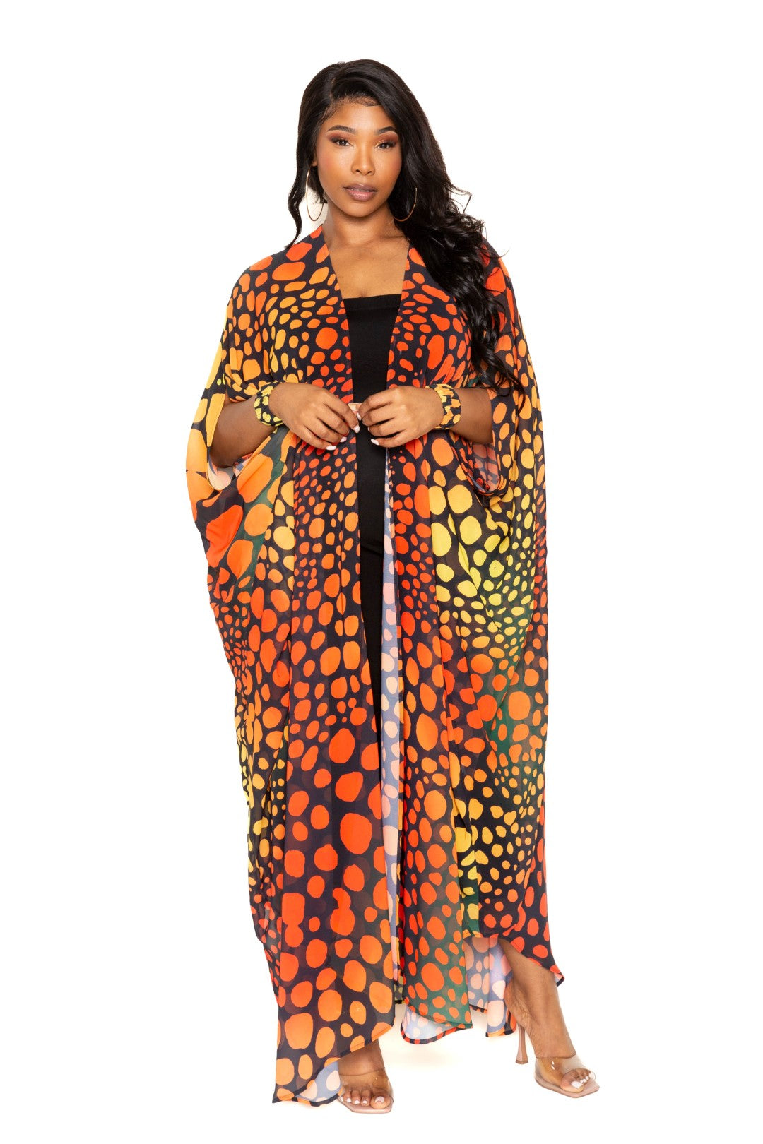 Dot Robe Duster/Orange