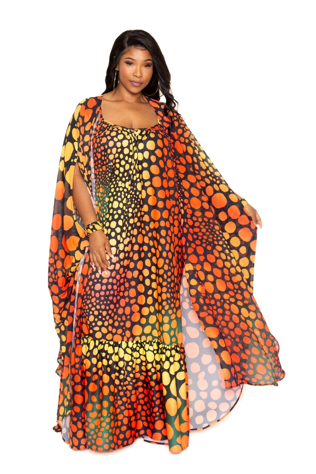 Dot Robe Duster/Orange