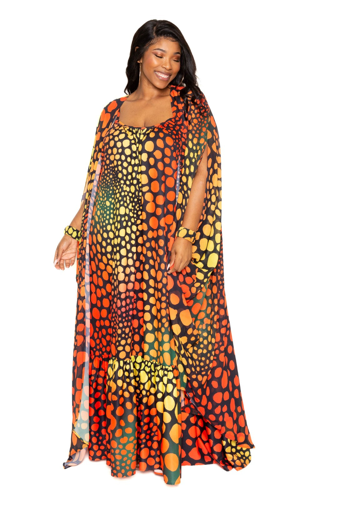 Dot Robe Duster/Orange