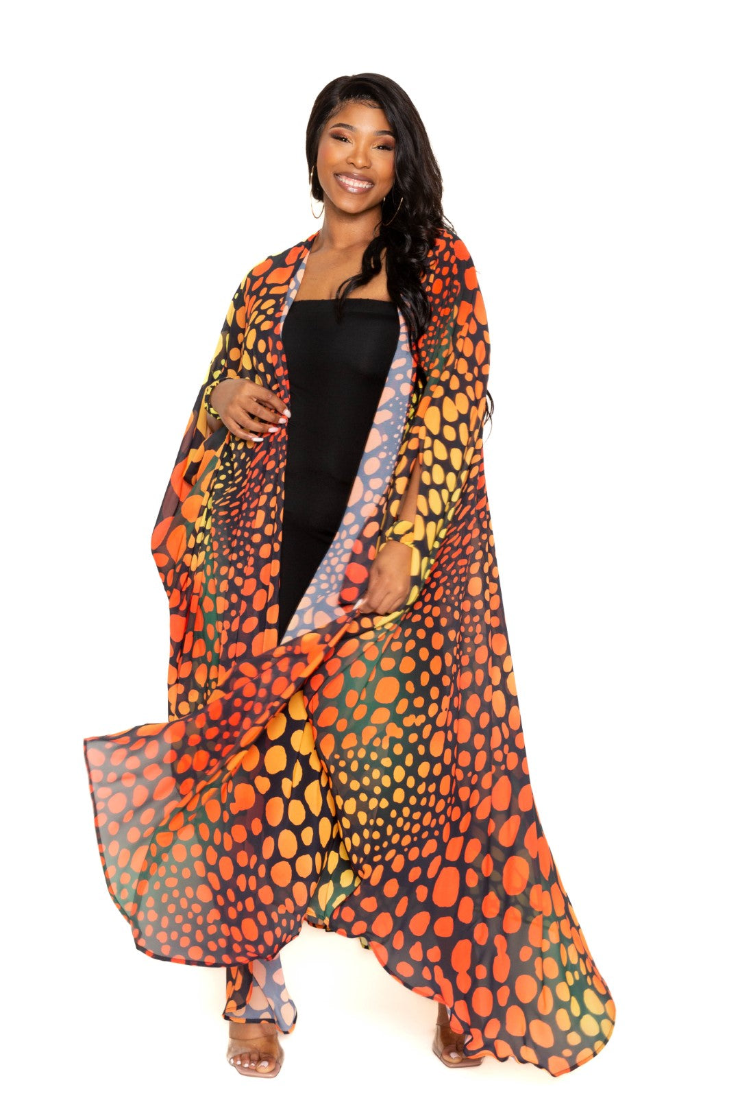 Dot Robe Duster/Orange